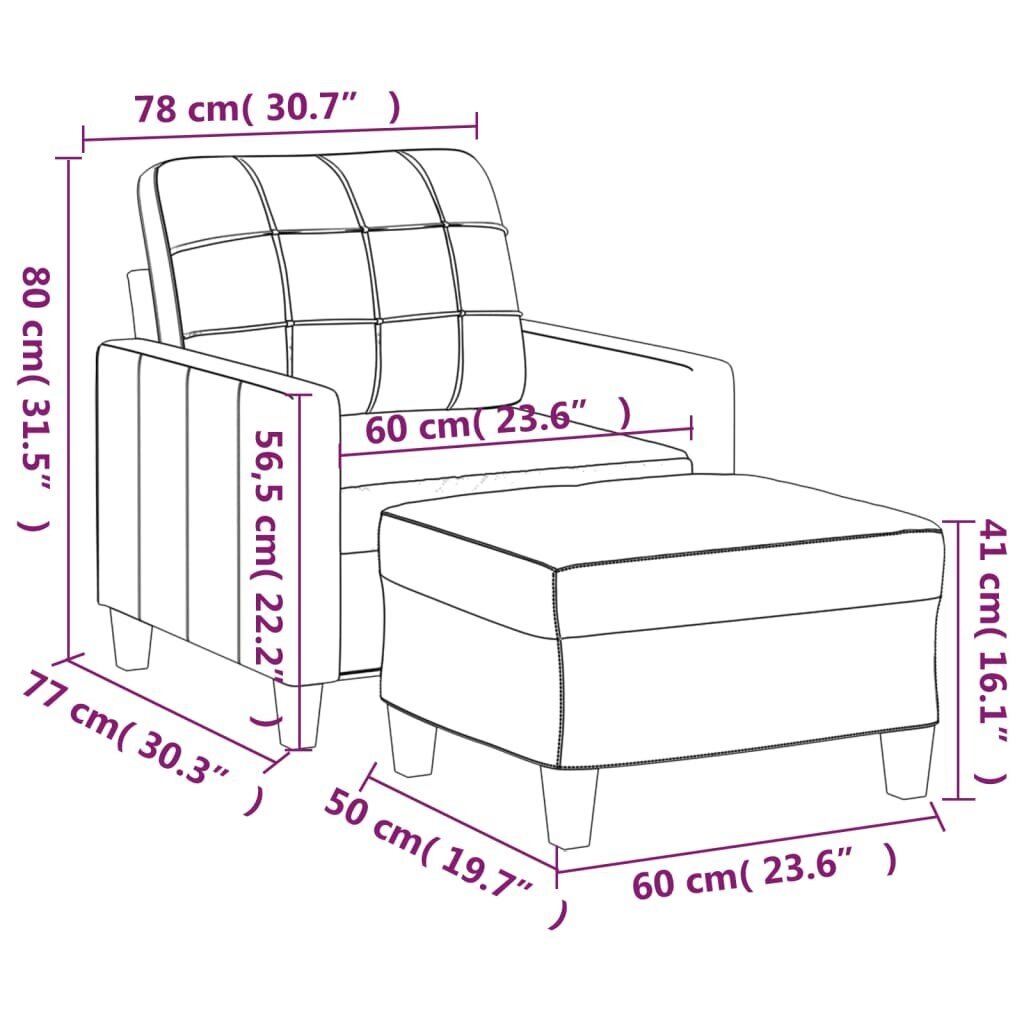 Fotelis vidaXL, rudas kaina ir informacija | Svetainės foteliai | pigu.lt