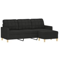 Trivietė sofa vidaXL, juoda kaina ir informacija | Sofos | pigu.lt