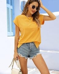Женская хлопковая футболка Pogtmm, желтая цена и информация | Женские футболки | pigu.lt