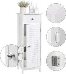 Узкий шкаф для ванной комнаты с глухими дверцами VASAGLE BBC43WT цена и информация | Шкафчики для ванной | pigu.lt