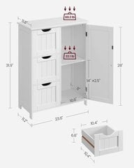 Шкаф с 3 большими ящиками Vasagle BBC49WT цена и информация | Шкафчики для ванной | pigu.lt