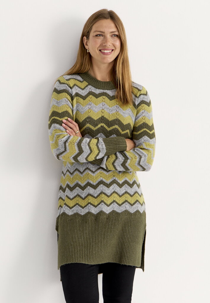 Cellbes moteriškas megztinis AGATA, žalia-geltona-pilka kaina ir informacija | Megztiniai moterims | pigu.lt