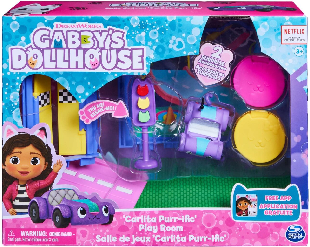 Rinkinys su katės figūrėle ir priedais Gabby's Dollhouse Street, 9 d. kaina ir informacija | Žaislai mergaitėms | pigu.lt