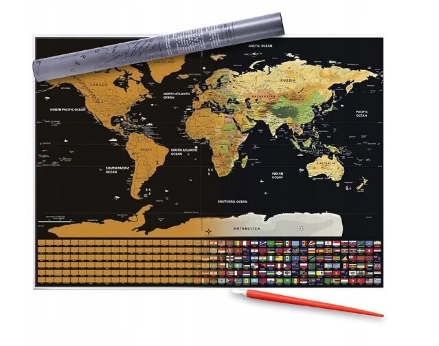 Nutrinamas pasaulio žemėlapis, 1 vnt. kaina ir informacija | Žemėlapiai | pigu.lt