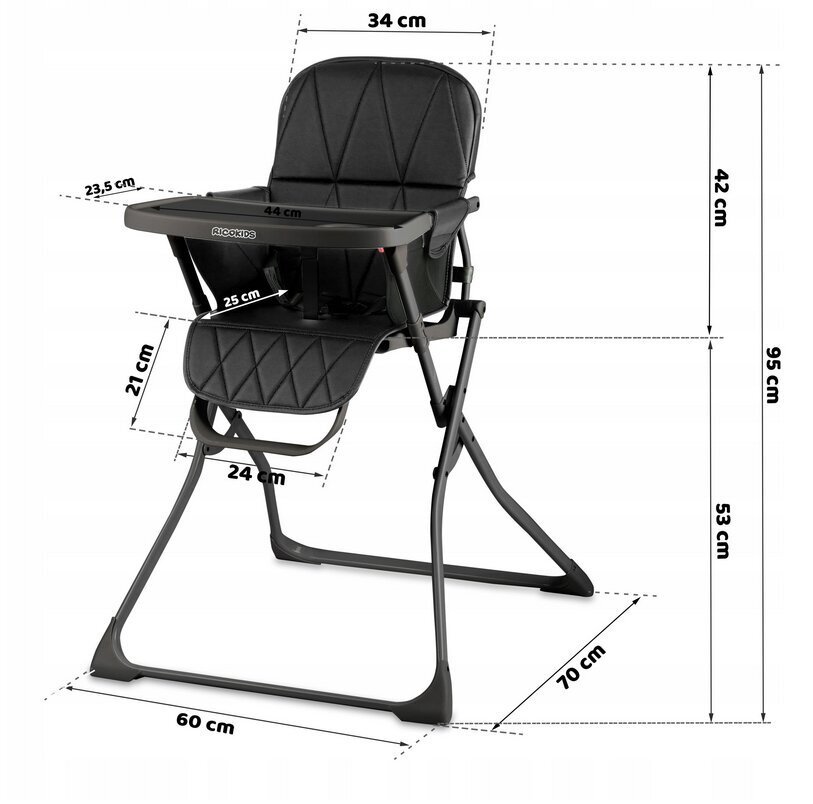Maitinimo kėdutė RicoKids, black kaina ir informacija | Maitinimo kėdutės | pigu.lt