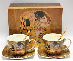 Puodelių rinkinys dėžutėje G. Klimt The Kiss, 2x250 ml цена и информация | Стаканы, фужеры, кувшины | pigu.lt