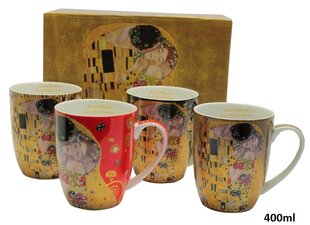 Puodelių rinkinys dėžutėje G. Klimt, 4x400 ml цена и информация | Стаканы, фужеры, кувшины | pigu.lt