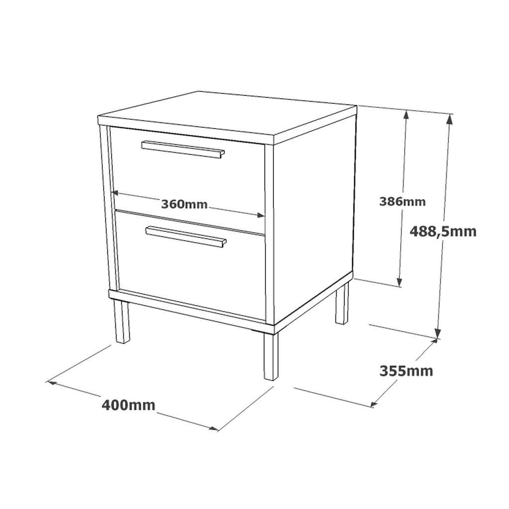 Naktinis staliukas Asir, 40x49x36 cm, juodas цена и информация | Spintelės prie lovos | pigu.lt