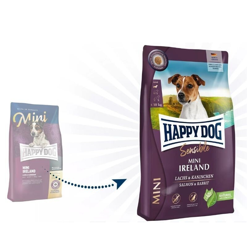 Happy Dog Mini Ireland mažų veislių suaugusiems šunims su triušiena ir lašiša, 10 kg цена и информация | Sausas maistas šunims | pigu.lt