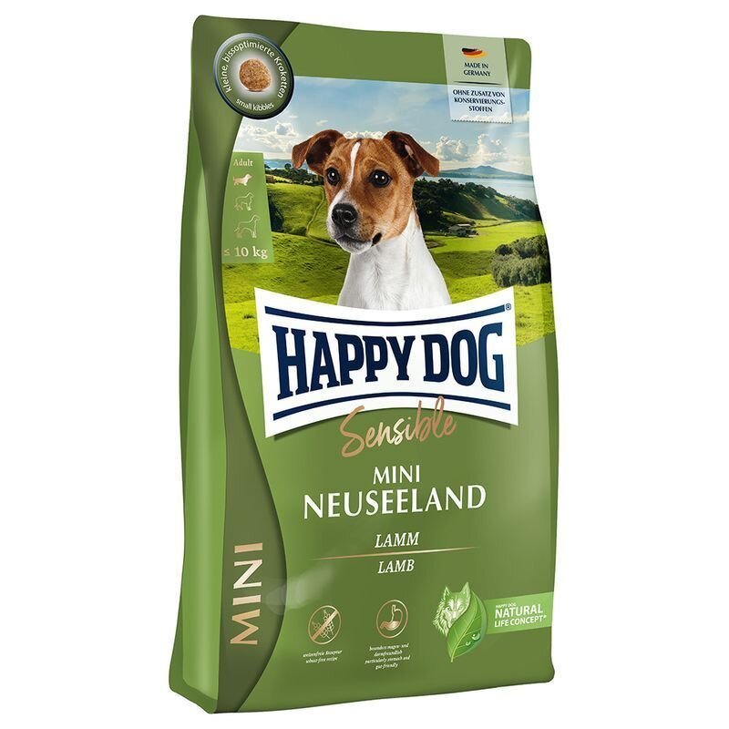 Happy Dog Mini Neuseeland mažų veislių suaugusiems šunims su ėriena ir ryžiais, 4 kg цена и информация | Sausas maistas šunims | pigu.lt