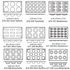 Силиконовая форма для выпечки до 260С MINI-MADELEINES 176х300мм GN1/3 - Hendi цена и информация | Формы, посуда для выпечки | pigu.lt