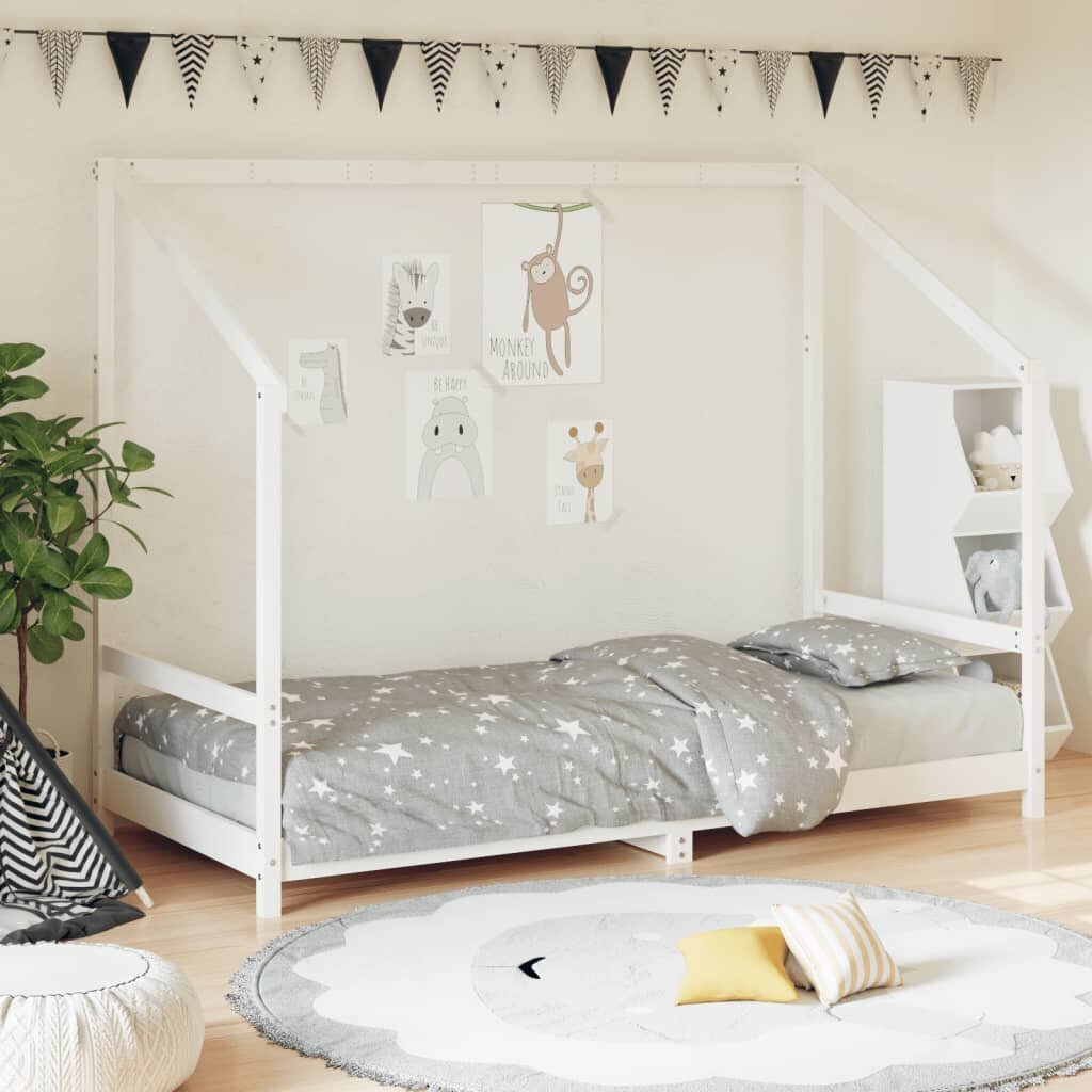 Vaikiškas lovos rėmas vidaXL, 90x200 cm, baltas цена и информация | Vaikiškos lovos | pigu.lt