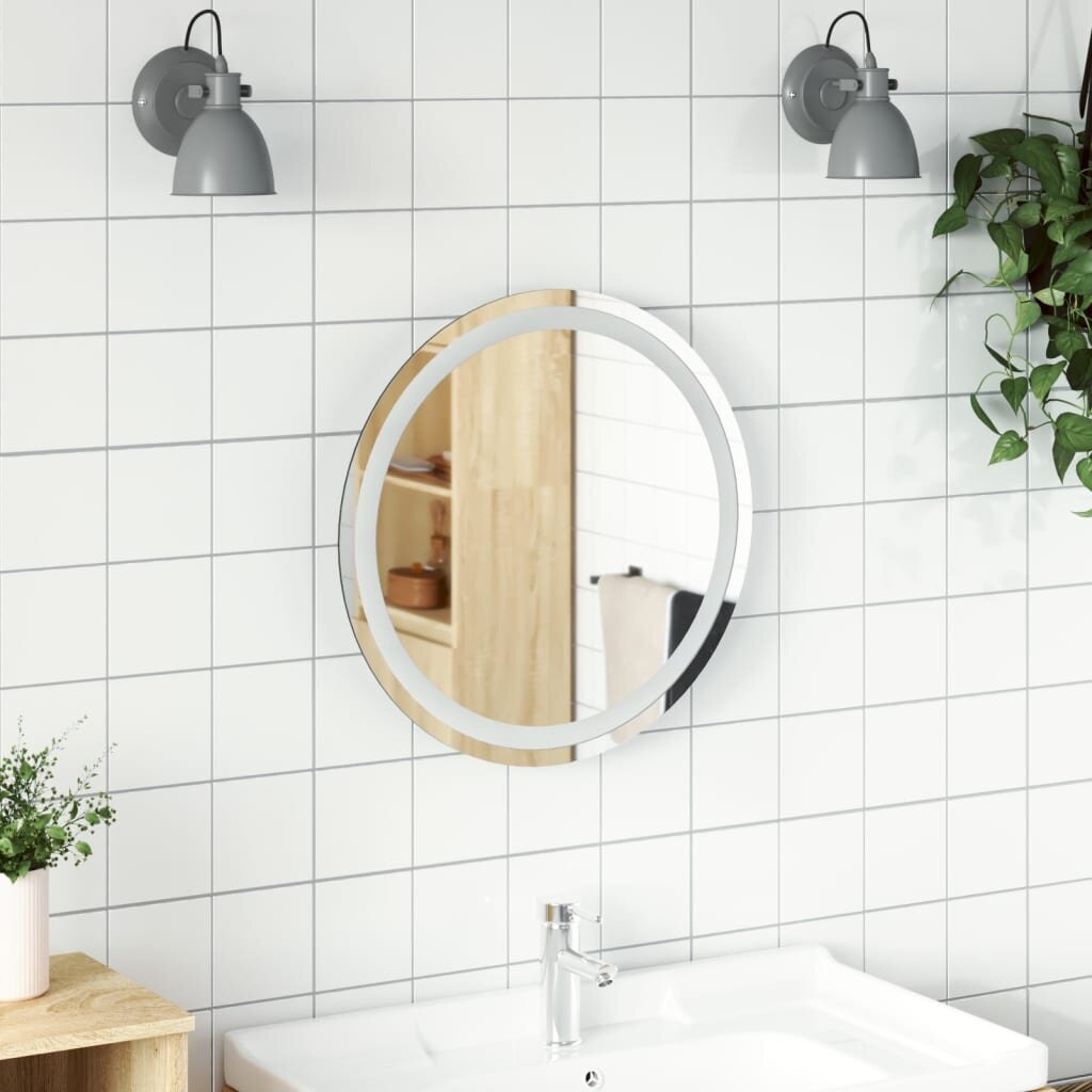 Vonios veidrodis vidaXL, 50 cm, baltas kaina ir informacija | Vonios veidrodžiai | pigu.lt