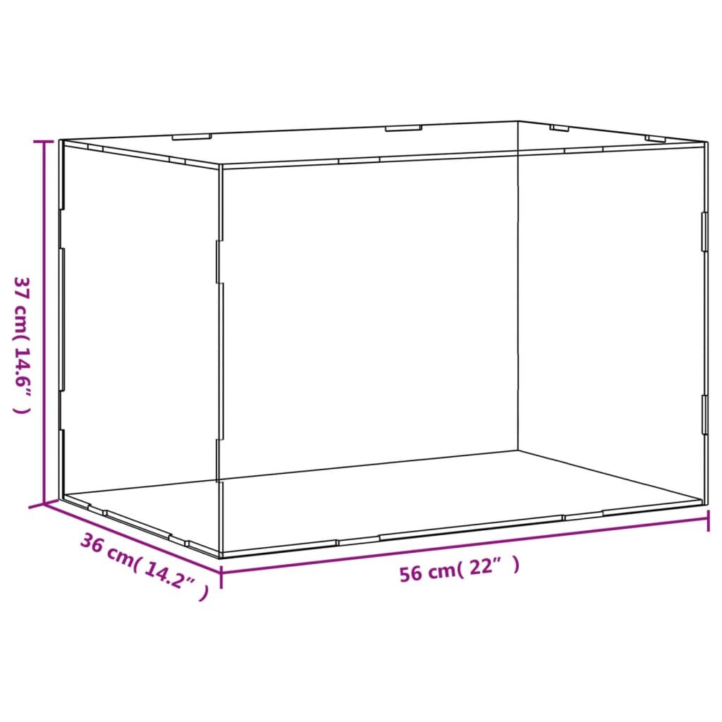 VidaXL eksponavimo dėžė, skaidri, 56x36x37cm kaina ir informacija | Daiktadėžės | pigu.lt