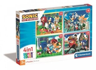 4 dėlionių rinkinys Clementoni Sonic, 72d. kaina ir informacija | Dėlionės (puzzle) | pigu.lt