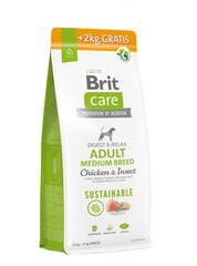 Brit Care Adult для взрослых собак средних пород с курицей и насекомыми, 12+2 кг цена и информация | Brit Care Для собак | pigu.lt