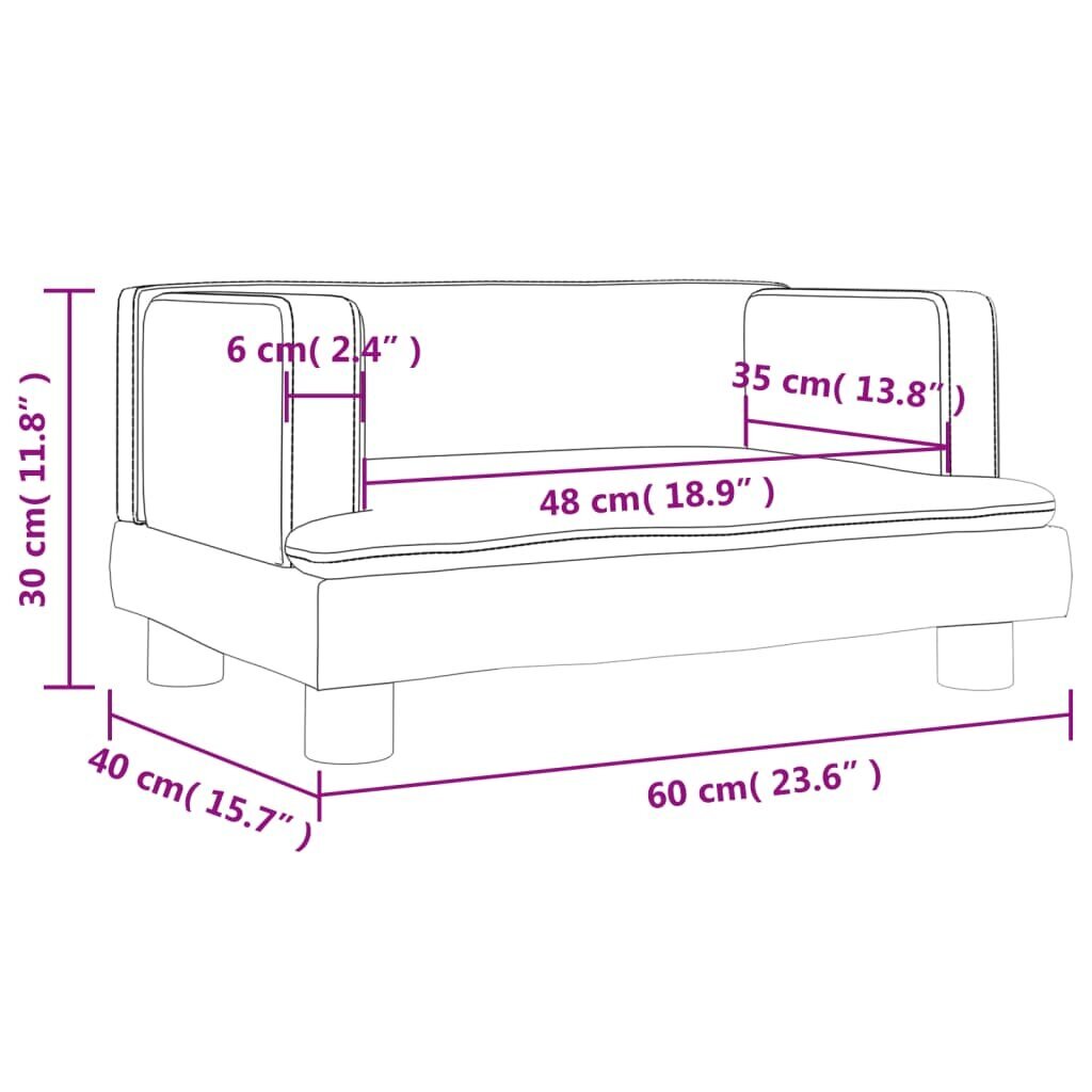 Vaikiška sofa vidaXL, pilka kaina ir informacija | Vaikiški sėdmaišiai, foteliai, pufai | pigu.lt