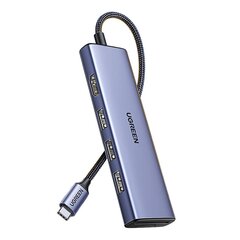 Adapter HUB UGREEN CM511 USB-C to HDMI, 3x USB-A 3.0, SD|TF цена и информация | Адаптеры, USB-разветвители | pigu.lt