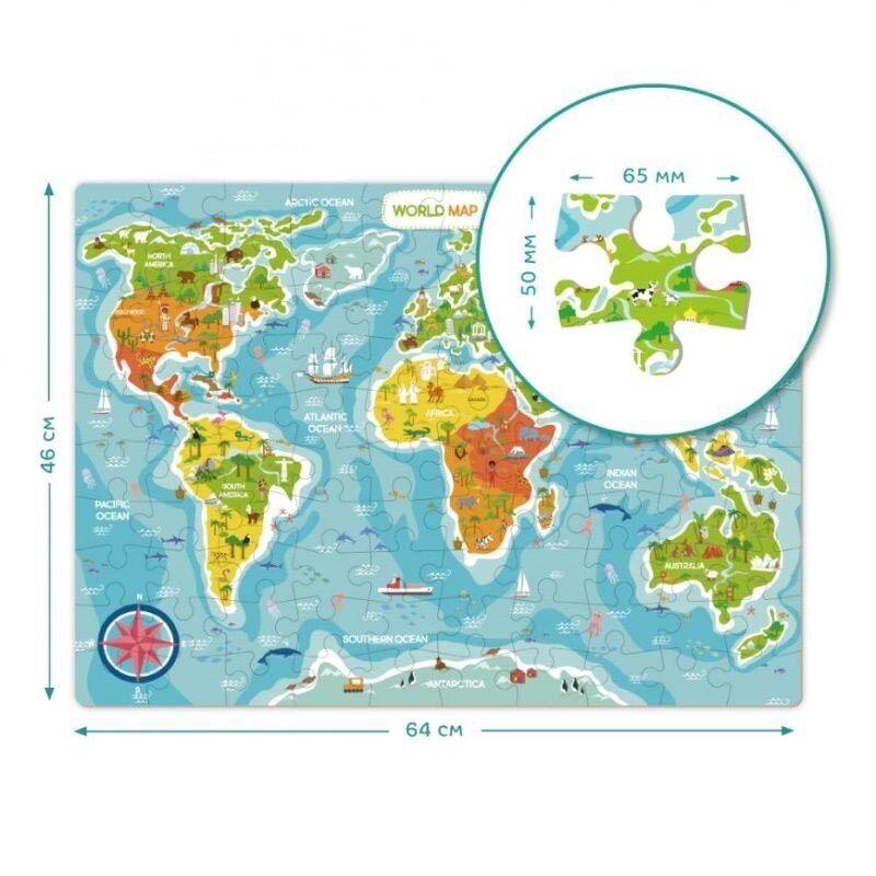 Dėlionė Dodo Pasaulio žemėlapis, 100 det. kaina ir informacija | Dėlionės (puzzle) | pigu.lt