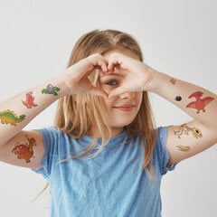 Laikinos tatuiruotės vaikams su dinozaurais, 1 vnt цена и информация | Кисти для макияжа, спонжи | pigu.lt