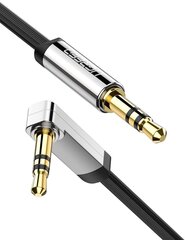 UGREEN mini jack 3,5mm AUX flat elbow cable 1m (black) цена и информация | Кабели и провода | pigu.lt