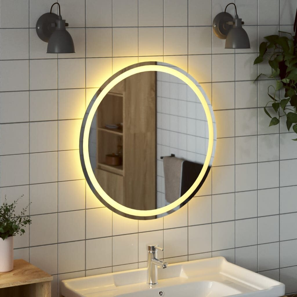 Vonios veidrodis vidaXL, 70 cm, baltas kaina ir informacija | Vonios veidrodžiai | pigu.lt