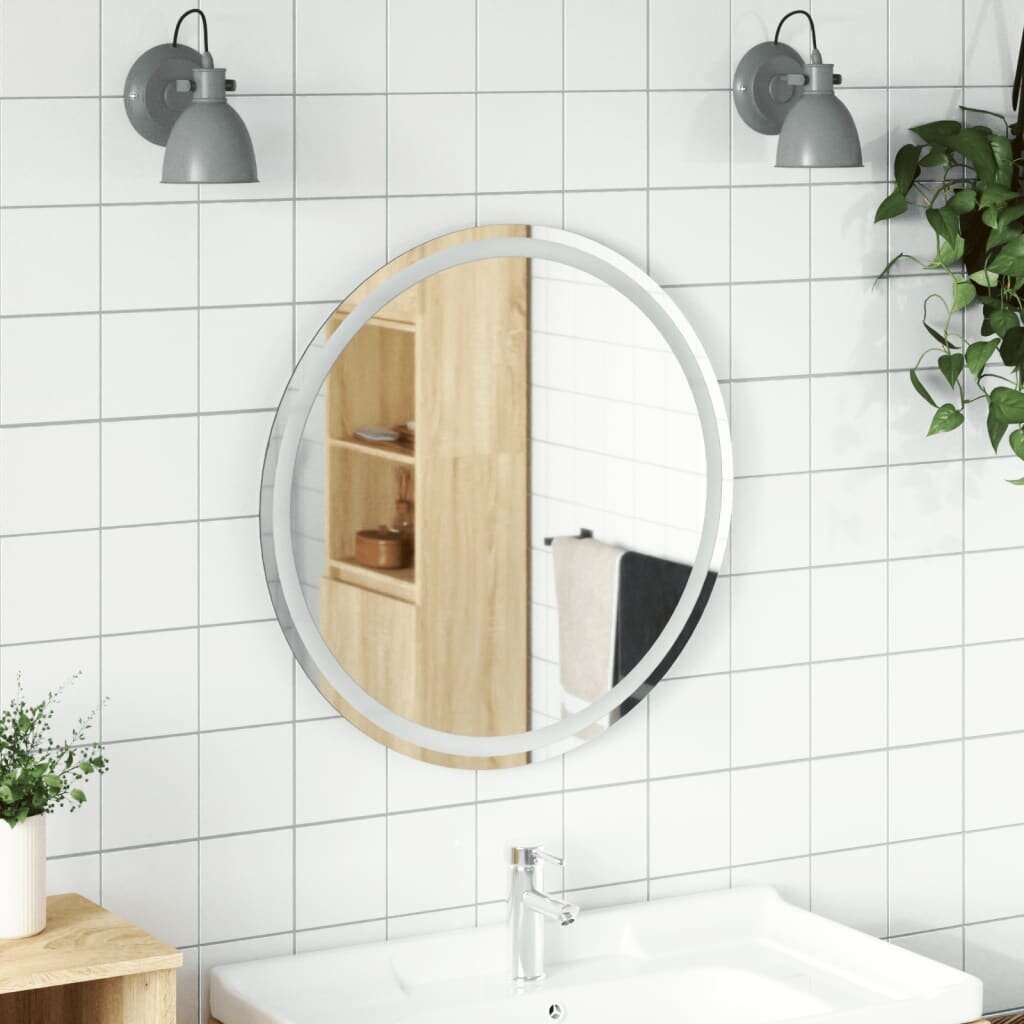 Vonios veidrodis vidaXL, 70 cm, baltas kaina ir informacija | Vonios veidrodžiai | pigu.lt