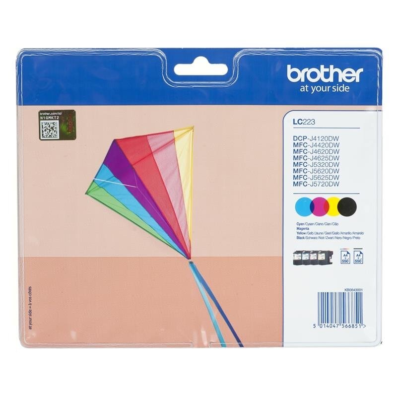 BROTHER LC-223 ink cartridge black and tri-colour standard capacity 1-pack blister without alarm kaina ir informacija | Kasetės rašaliniams spausdintuvams | pigu.lt