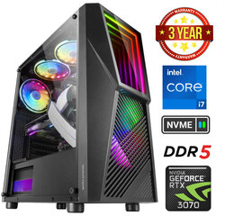 Gamer i7-13700F 8GB 1TB NVME SSD 1TB HDD RTX 3070 Windows 11 kaina ir informacija | Stacionarūs kompiuteriai | pigu.lt