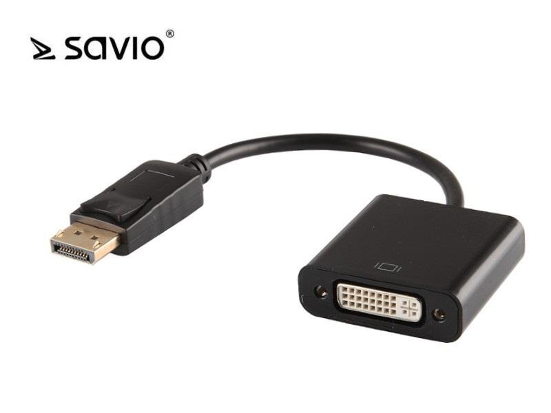Savio DispalyPort (M) – DVI 24-pin (F) Adapteris CL-91, Juoda цена и информация | Kabeliai ir laidai | pigu.lt