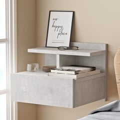 Naktinis staliukas Asir, 40x32x36 cm, pilkas kaina ir informacija | Spintelės prie lovos | pigu.lt