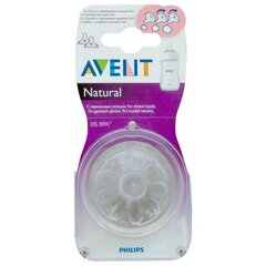 Cиликоновый наконечник на бутылочку с регулируемым потоком Avent Natural 3M+, 2 шт цена и информация | Бутылочки и аксессуары | pigu.lt