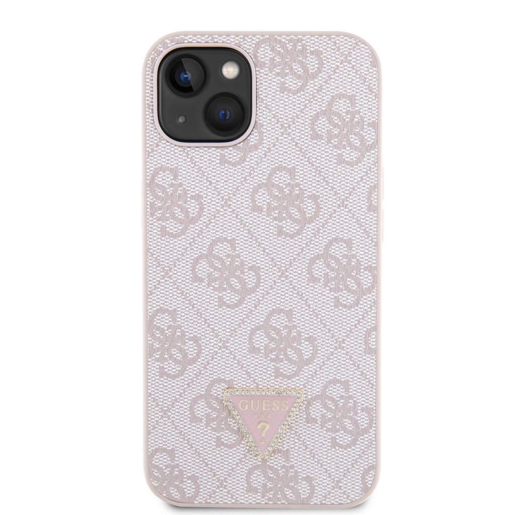 Guess PU 4G Strass Triangle Metal Logo Case for iPhone 15 Pink цена |  pigu.lt