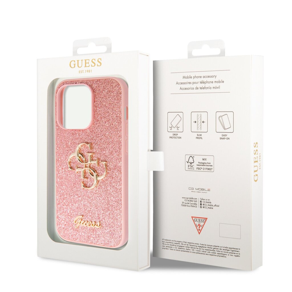 Guess PU Fixed Glitter 4G Case GUHCP15LHG4SGP kaina ir informacija | Telefono dėklai | pigu.lt