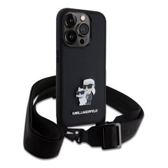 Karl Lagerfeld Saffiano Crossbody Metal Karl and Choupette Case for iPhone 15 Pro Black цена и информация | Чехлы для телефонов | pigu.lt