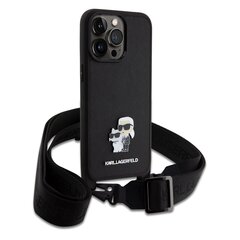 Karl Lagerfeld Saffiano Crossbody Metal Karl and Choupette Case for iPhone 15 Pro Max Black цена и информация | Чехлы для телефонов | pigu.lt