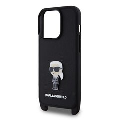 CG Mobile Karl Lagerfeld Saffiano Crossbody Metal Ikonik Case KLHCP15LSASKNPBK kaina ir informacija | Telefono dėklai | pigu.lt