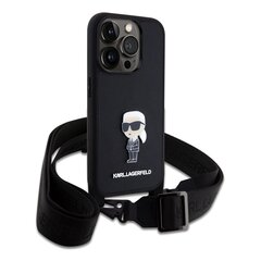 Karl Lagerfeld Saffiano Crossbody Metal Ikonik Case for iPhone 15 Pro Black цена и информация | Чехлы для телефонов | pigu.lt