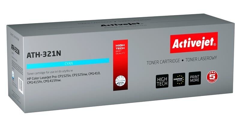 Toneris ActiveJet ATH-321N | Cyan | 1300 str. | HP HP CE321A (128A) kaina ir informacija | Kasetės lazeriniams spausdintuvams | pigu.lt