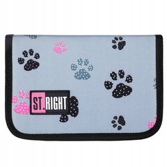 Mokyklinis penalas St.Right PC-03 Paws 653025, 20,5x14x3,5 cm цена и информация | Пеналы | pigu.lt