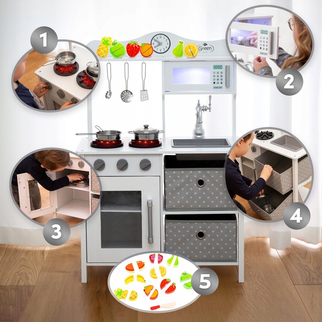 Medinė vaikiška virtuvėlė Kinderplay, 60×29,5×87 cm kaina ir informacija | Žaislai mergaitėms | pigu.lt