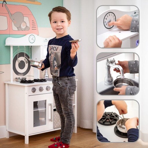 Medinė vaikiška virtuvėlė Kinderplay, 60×29,5×87 cm kaina ir informacija | Žaislai mergaitėms | pigu.lt