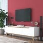 TV staliukas Asir, 180x49x35 cm, baltas/smėlio spalvos kaina ir informacija | TV staliukai | pigu.lt