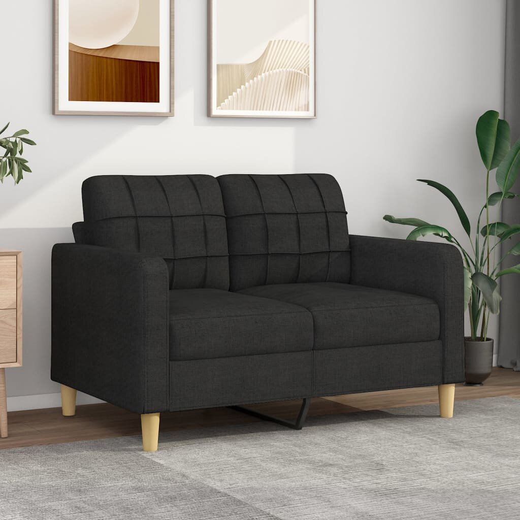 Dvivietė sofa vidaXL, 120cm, juoda kaina ir informacija | Sofos | pigu.lt