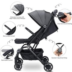 Kūdikio vežimėlis su reguliuojamu atlošu Wheelive, black kaina ir informacija | Vežimėliai | pigu.lt