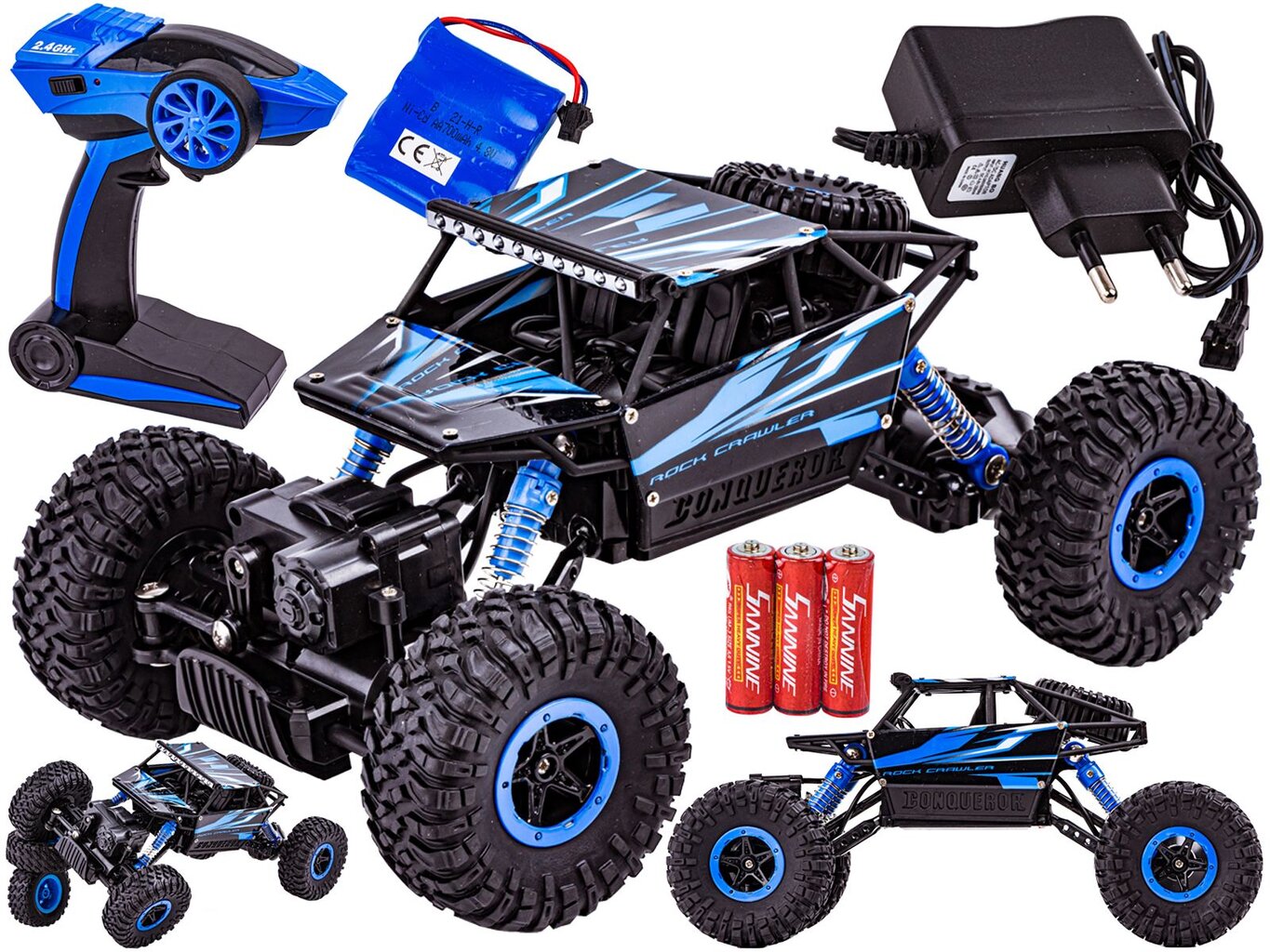 Radijos bangomis valdomas visureigis - džipas, Rock Crawler 2.4GHz 1:18, juodas/mėlynas цена и информация | Žaislai berniukams | pigu.lt