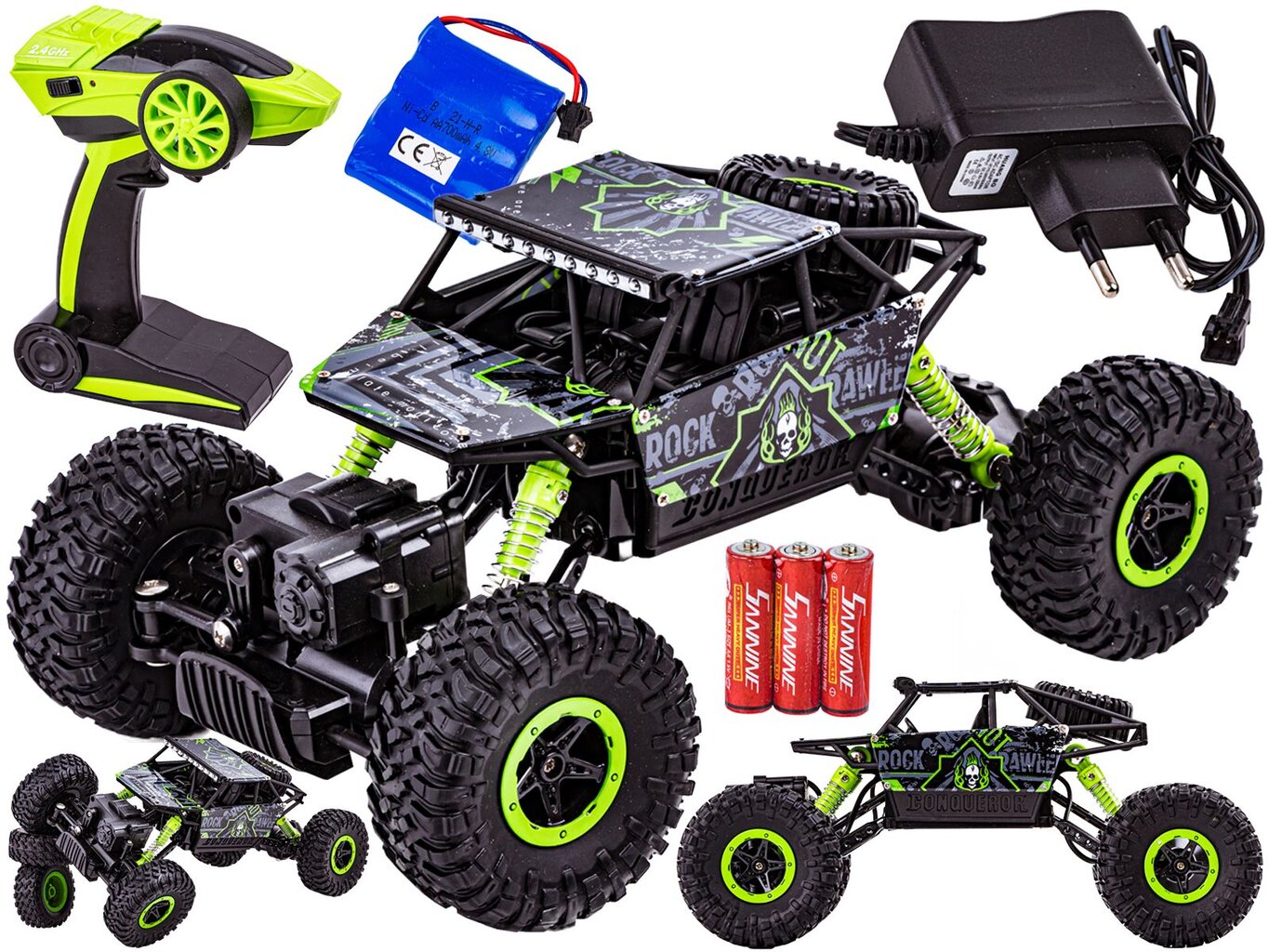 Radijos bangomis valdomas visureigis - džipas, Rock Crawler 2.4GHz 1:18, juoda/žalia kaina ir informacija | Žaislai berniukams | pigu.lt