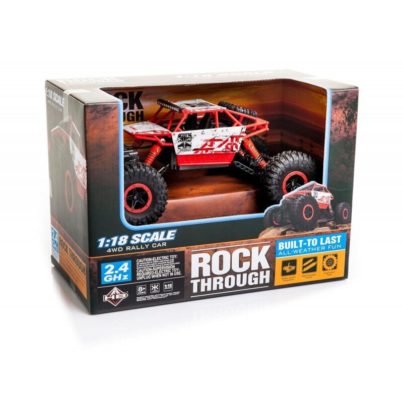 Radijos bangomis valdomas visureigis - džipas, Rock Crawler 2.4GHz 1:18, balta/raudona цена и информация | Žaislai berniukams | pigu.lt