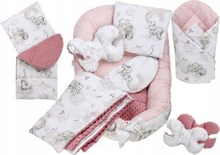 Kūdikio lizdelis su priedais Babymam, rožinis, 0-24 mėn цена и информация | Детские подушки, конверты, спальники | pigu.lt