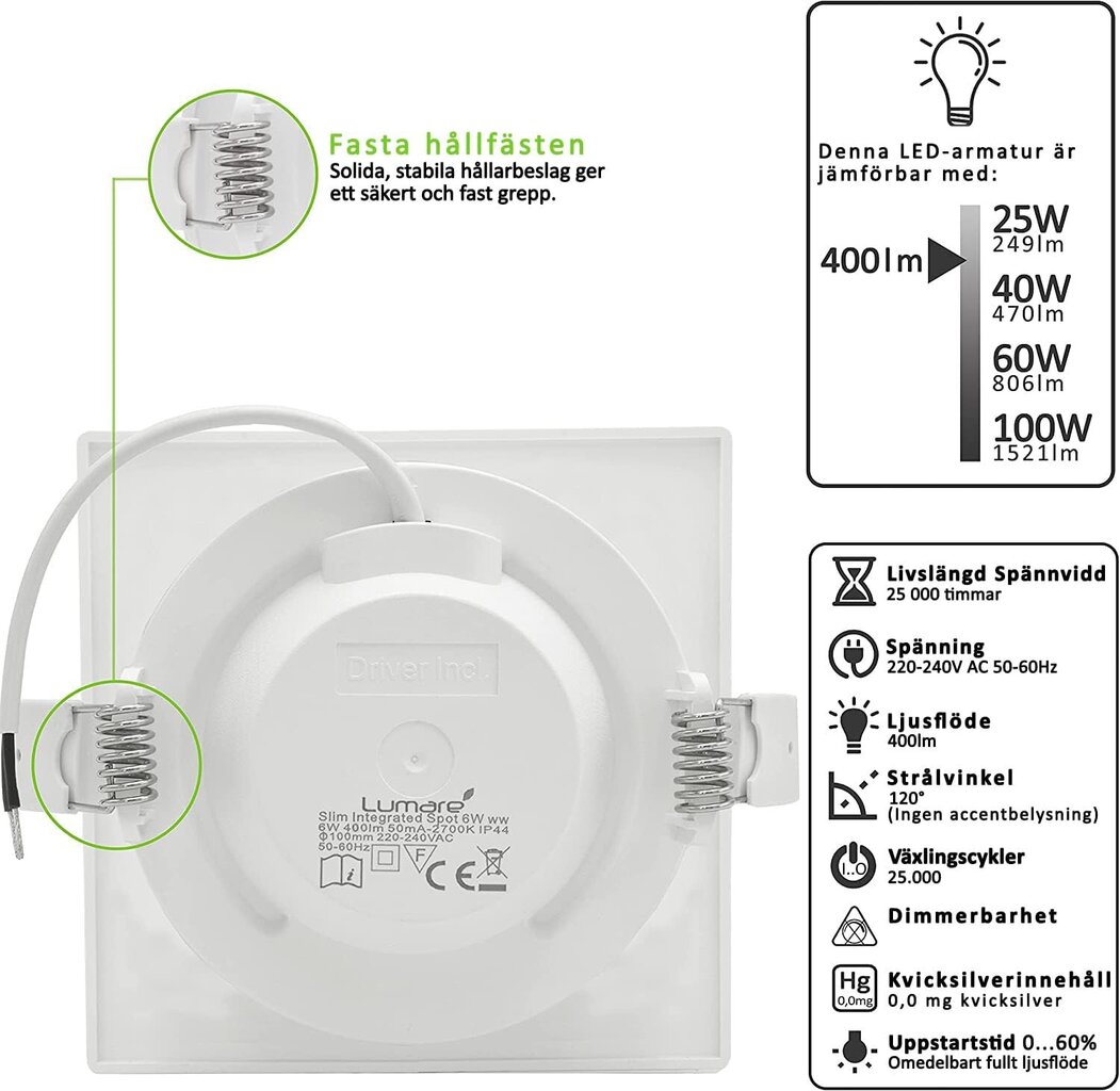 Lumare įmontuojamas šviestuvas цена и информация | Įmontuojami šviestuvai, LED panelės | pigu.lt